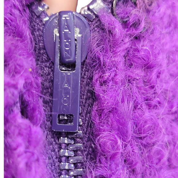 Vintage 70s Clelia Purple Boucle Wood Button Jacket Midi Straight Skirt Set Suit - Picture 16 of 17